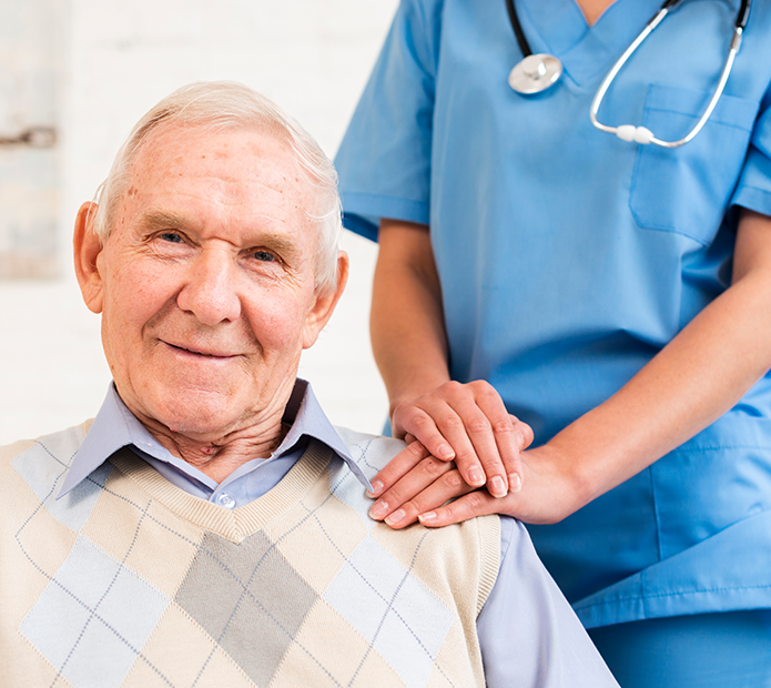 Caregiver supporting patient