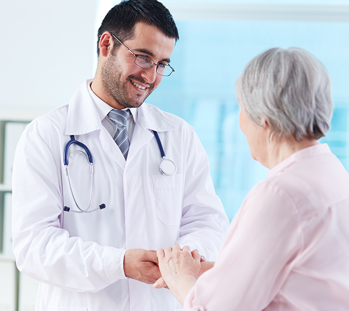 Doctor supporting patient